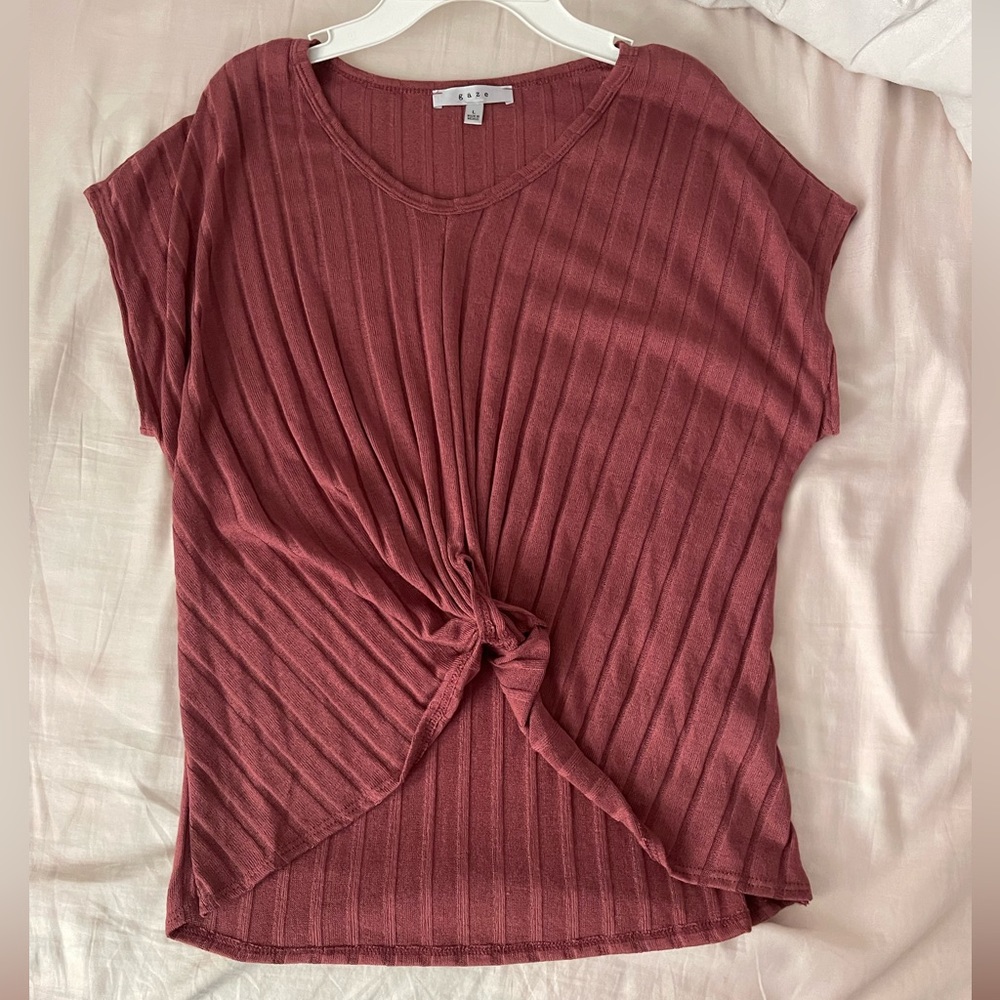 Mauve Pink Tie Front Top